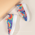 rainbow color fashion shoes painting canvas woman shoes Height Increasing